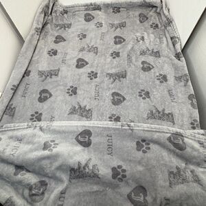JUICY COUTURE Bones Paws Pet Cat Dog Super Soft Plush Throw Blanket GRAY